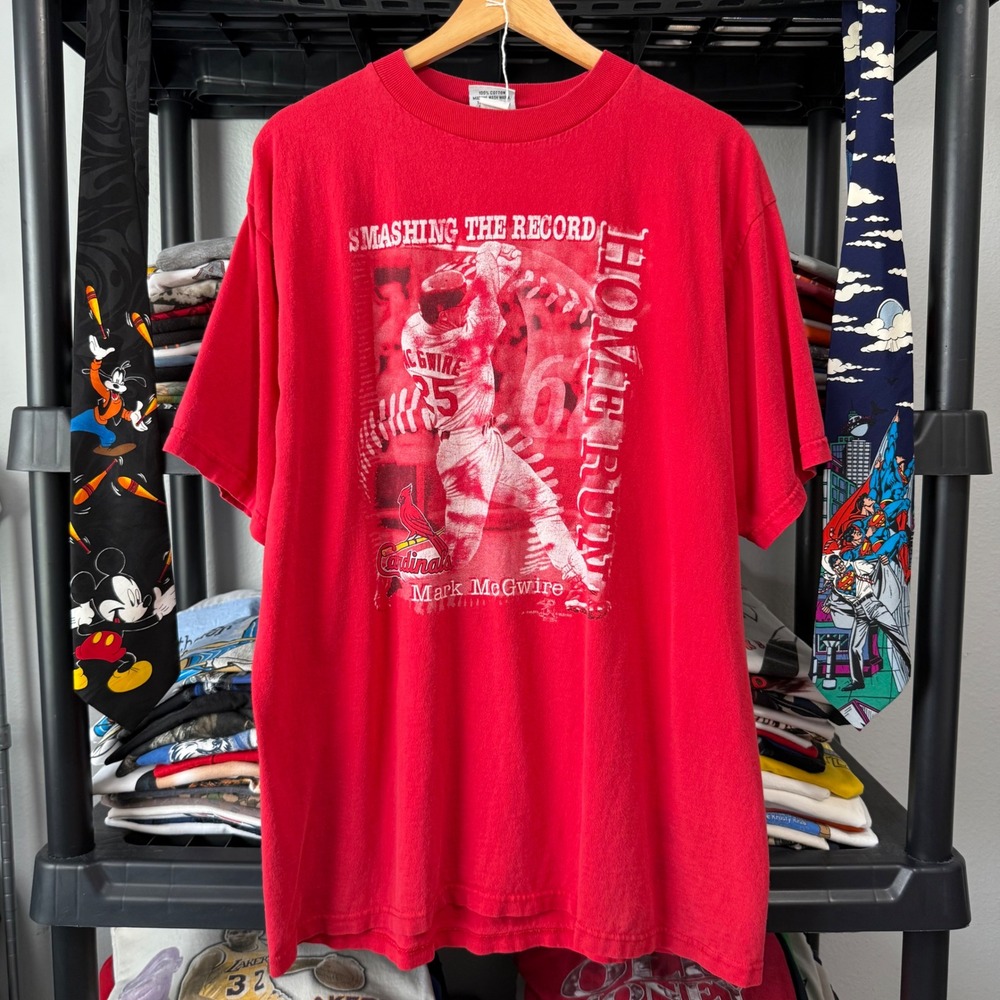 90s Red Mark McGwire St Louis Cardinals Baseball Graphic T-Shirt XL